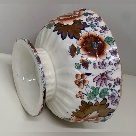 19th Century Antique Gaudy Welsh Embossed Design Scalloped Pedestal Footed Bowl - Picture 4 of 16